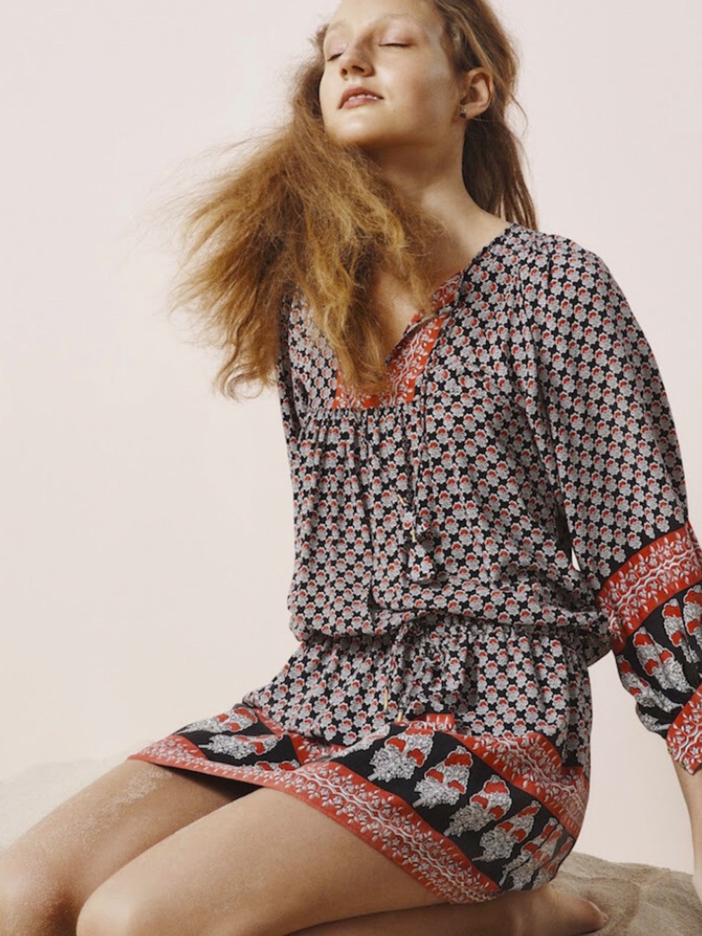 Ulla Johnson 100% Silk Bazaar Dark Indian Floral Print Dress